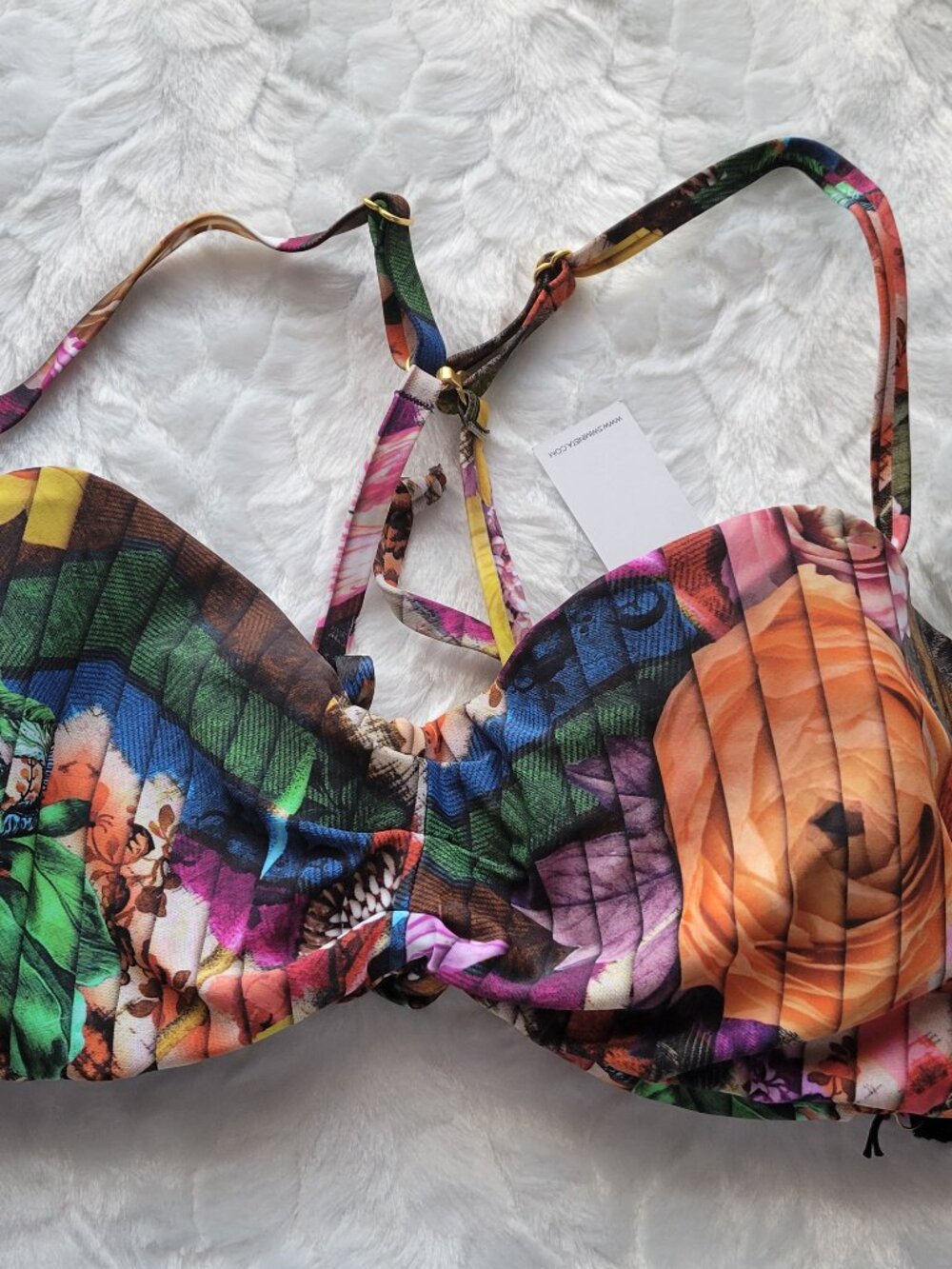 Swiminista Floral Bikini Top Women Medium Swim Constatine Christian Lacroix NWT
